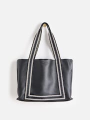 Oliver Bonas Black Emma Stripe Tote Bag - Image 2 of 7