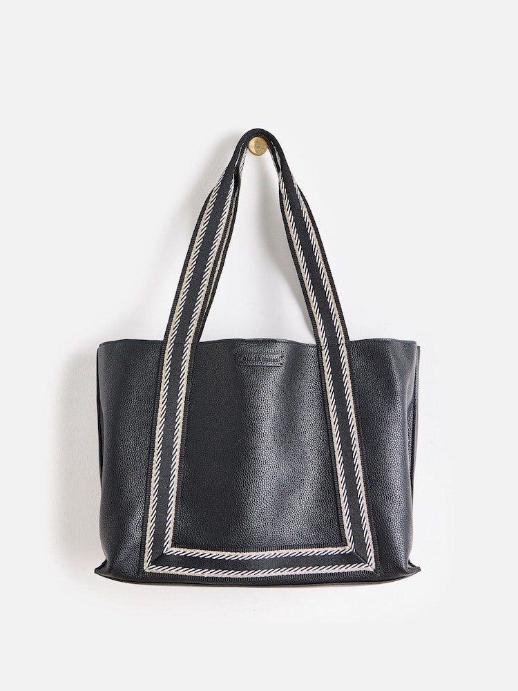 Oliver Bonas Black Emma Stripe Tote Bag - Image 2 of 7