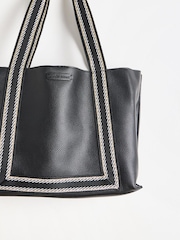 Oliver Bonas Black Emma Stripe Tote Bag - Image 6 of 7