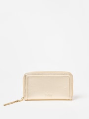 Oliver Bonas Gold Maddie Metallic Zip Around Purse - Image 1 of 6