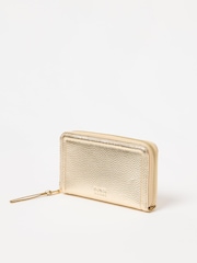 Oliver Bonas Gold Maddie Metallic Zip Around Purse - Image 2 of 6
