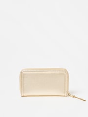 Oliver Bonas Gold Maddie Metallic Zip Around Purse - Image 3 of 6