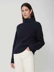 Jigsaw Blue merino fisherman junmper - Image 1 of 7