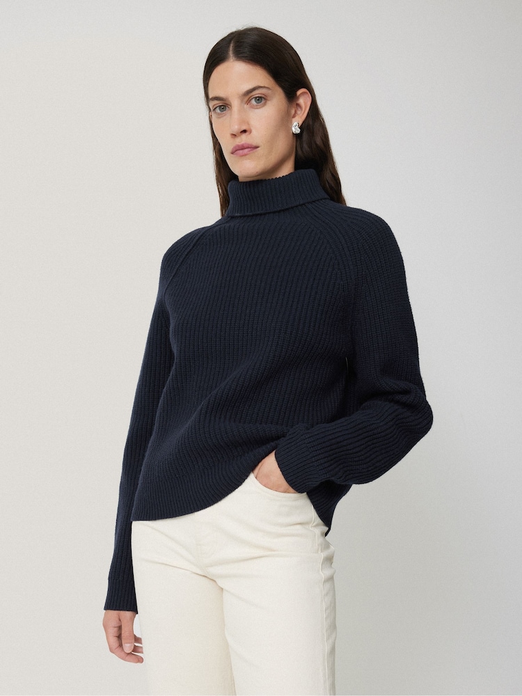 Jigsaw Blue merino fisherman junmper - Image 1 of 7