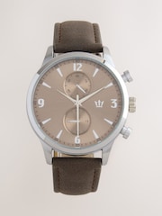 Brown Smoke Face Watch with Textured Strap - Image 2 of 6