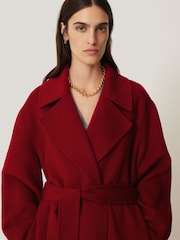 Jigsaw Red Double Faced Cocoon Wrap Coat - Image 2 of 7