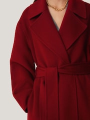 Jigsaw Red Double Faced Cocoon Wrap Coat - Image 3 of 7
