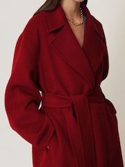Jigsaw Red Double Faced Cocoon Wrap Coat - Image 4 of 7