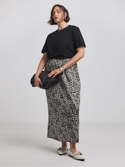 Simply Be Natural Leopard Print Satin Maxi Skirt - Image 1 of 4