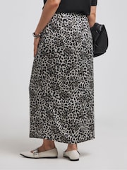 Simply Be Natural Leopard Print Satin Maxi Skirt - Image 2 of 4