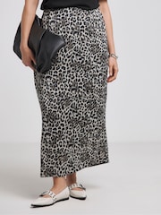 Simply Be Natural Leopard Print Satin Maxi Skirt - Image 3 of 4