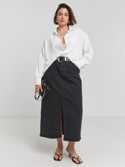 Simply Be White Oversized Textured Shirt - Image 3 of 4