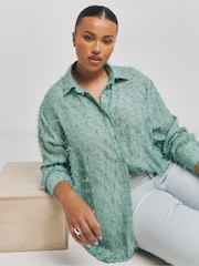 Simply Be Green Textured Fluffy Shirt - Image 1 of 4