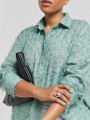 Simply Be Green Textured Fluffy Shirt - Image 4 of 4