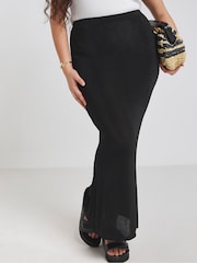 Simply Be Black Slinky Maxi Skirt - Image 3 of 4