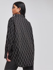 Simply Be Black Oversized 100% Cotton Embellished Shirt - Image 2 of 4