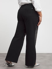 Negro - Simply Be 100% Cotton Embellished Wide Leg Jeans - Imagen 2 de 4