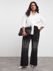 Negro - Simply Be 100% Cotton Embellished Wide Leg Jeans - Imagen 3 de 4
