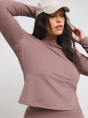 Simply Be Brown Long Sleeve Active Top With Thumbholes - Image 1 of 4