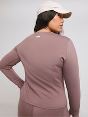 Simply Be Brown Long Sleeve Active Top With Thumbholes - Image 2 of 4