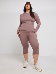 Simply Be Brown Long Sleeve Active Top With Thumbholes - Image 3 of 4