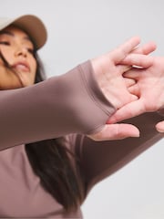 Simply Be Brown Long Sleeve Active Top With Thumbholes - Image 4 of 4
