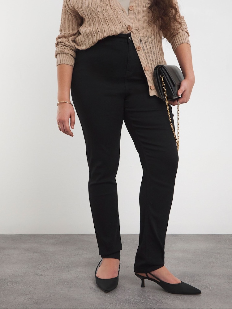 Simply Be Black High Waisted Super Stretch Slim Jeans - Image 3 of 4