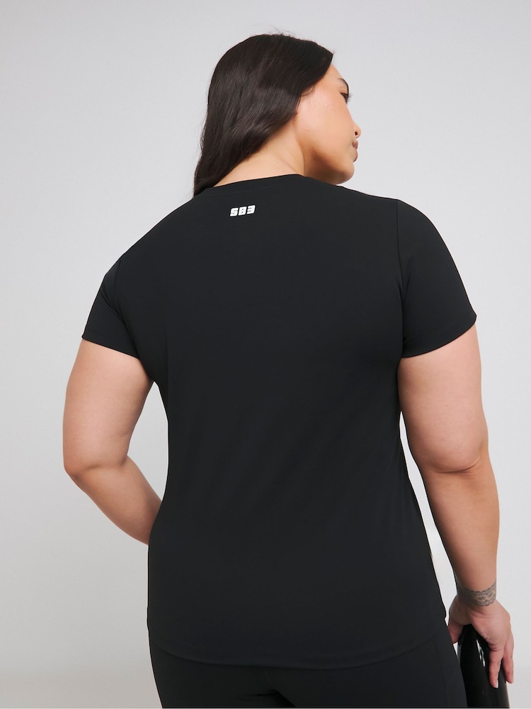 Simply Be Black Magisculpt 360 Control Short Sleeve T-Shirt - Image 2 of 4
