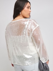 Simply Be Fluted Sleeve Paiete Top - Imaginea 2 din 4