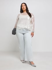 Simply Be Fluted Sleeve Paiete Top - Imaginea 3 din 4