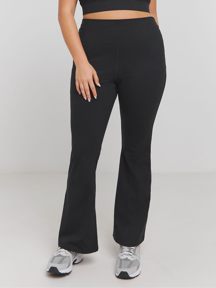 Simply Be Black Active Full Length Flared Yoga Pants - Image 1 of 4