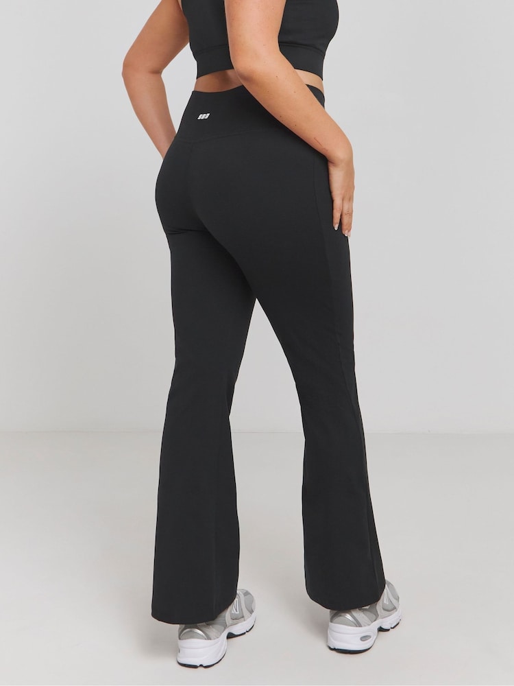 Simply Be Black Active Full Length Flared Yoga Pants - Image 2 of 4