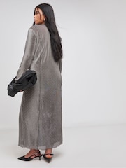 Simply Be Grey Diamonte Mesh Midaxi Dress - Image 3 of 4