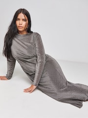 Simply Be Grey Diamonte Mesh Midaxi Dress - Image 4 of 4