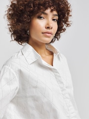 Simply Be White Oversized 100% Cotton Embellished Shirt - Image 4 of 4