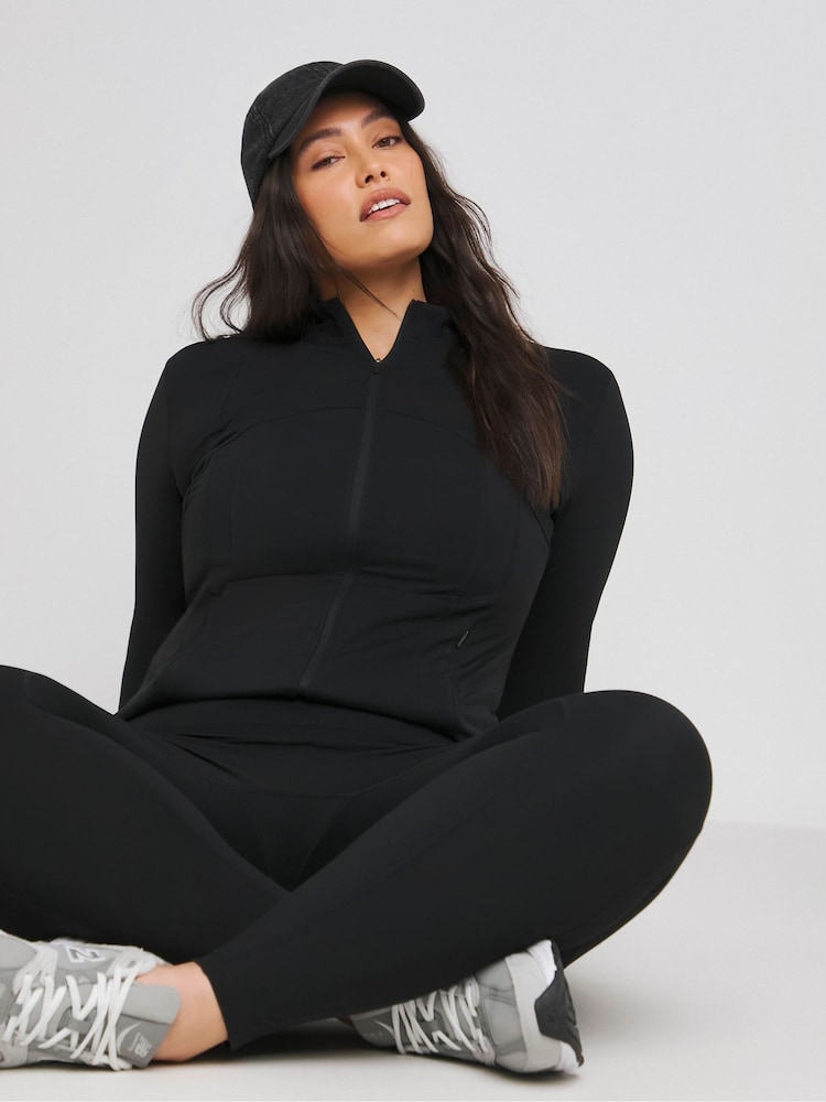 Simply Be Black Magisculpt Seam Detail Sculpting Zip Up Jacket - Image 1 of 4