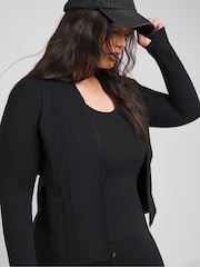 Simply Be Black Magisculpt Seam Detail Sculpting Zip Up Jacket - Image 3 of 4