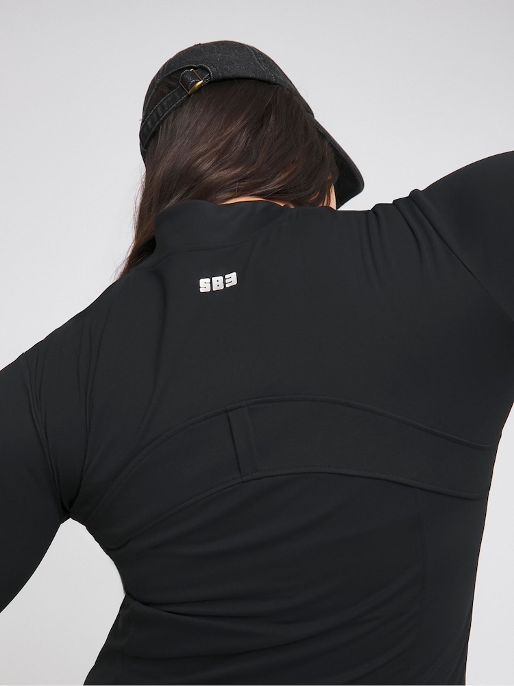 Simply Be Black Magisculpt Seam Detail Sculpting Zip Up Jacket - Image 4 of 4