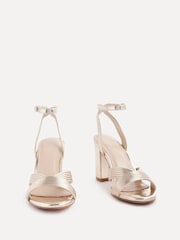 Linzi Gold City Block Heeled Sandals With Ribbed Front Strap - Image 3 of 5
