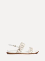 Linzi White Galia Handwoven Double Strap Flat Sandals - Image 3 of 6