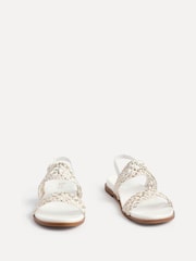 Linzi White Galia Handwoven Double Strap Flat Sandals - Image 4 of 6