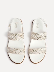 Linzi White Galia Handwoven Double Strap Flat Sandals - Image 5 of 6