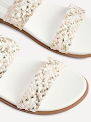 Linzi White Galia Handwoven Double Strap Flat Sandals - Image 6 of 6