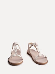 Linzi Natural Sandie T-Bar Embellished Flat Sandals - Image 3 of 5