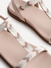 Linzi Natural Sandie T-Bar Embellished Flat Sandals - Image 5 of 5