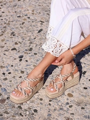 Linzi Nude Mimosa Strappy Flatform Sandals - Image 1 of 5