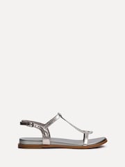 Linzi Pewter Saylor Textured T-Bar Sandals - Image 2 of 5