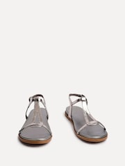 Linzi Pewter Saylor Textured T-Bar Sandals - Image 3 of 5