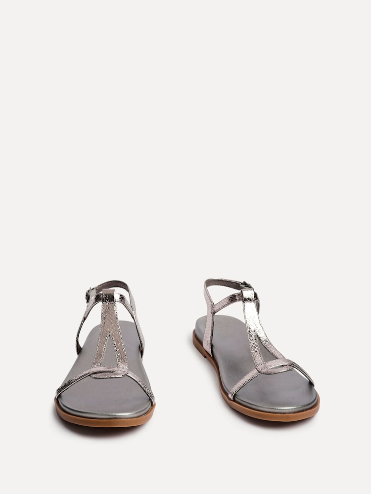 Buy Linzi Pewter Saylor Textured T-Bar Sandals from Next Oman