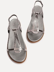 Linzi Pewter Saylor Textured T-Bar Sandals - Image 4 of 5